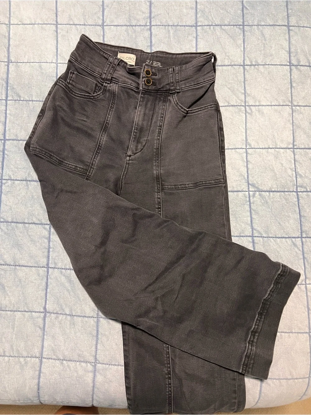 Pilcro High-Waisted Wide Leg Jeans in Washed Gray